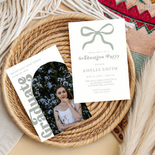 Invitation Chic Élégant Vert Sauge Nœud Papillon Fête de Remi
