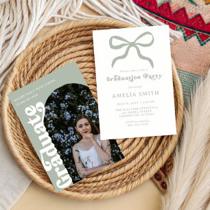 Invitation Chic Élégant Vert sauge Nœud papillon Fête de remi