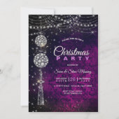 Invitation Chic élégant violet ornements magenta Noël (Devant)