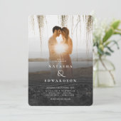 Invitation Chic Elegant Wavy Black Photo Mariage Abstrait (Debout devant)