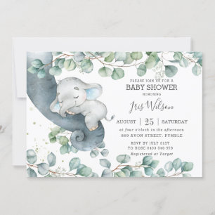 Invitation Chic Elephant Baby shower vert verdoyant garçon