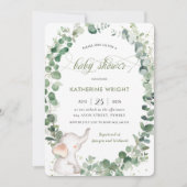 Invitation Chic Elephant Green Baby shower neutre genre (Devant)