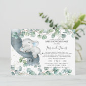 Invitation Chic Elephant Green Baby shower virtuel par mail (Debout devant)
