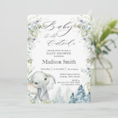 Invitation Chic Elephant Hiver Baby shower alpin Neutral I (Debout devant)
