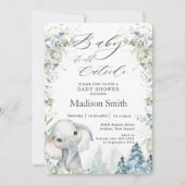 Invitation Chic Elephant Hiver Baby shower alpin Neutral I (Devant)