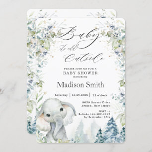 Invitation Chic Elephant Hiver Baby shower alpin Neutral I