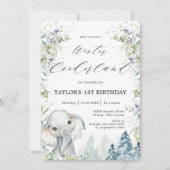 Invitation Chic Elephant Hiver Onederland 1er anniversaire (Devant)