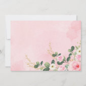 Invitation Chic Eléphant Roses Roses Rose Verdure Baby shower (Dos)
