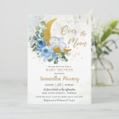 Invitation Chic Elephant We're Over the Moon Boy Baby shower (Debout devant)
