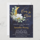 Invitation Chic Elephant We're Over the Moon Boy Baby shower (Devant)