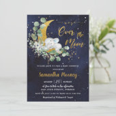 Invitation Chic Elephant We're Over the Moon Boy Baby shower (Debout devant)