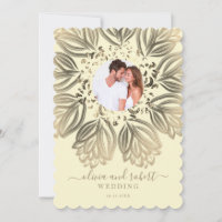 Chic Elgant Crème Beige Or Floral Mariage photo