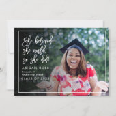 Invitation Chic Elle croit Script Citation Graduation (Devant)