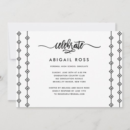 Invitation Chic Elle croit Script Citation Graduation (Dos)