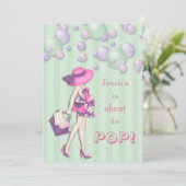 Invitation Chic elle est sur le point de sauter le baby (Debout devant)