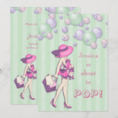 Invitation Chic elle est sur le point de sauter le baby (Devant / Derrière)