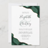 Invitation Chic Emerald Green Agate Corners Mariage (Devant)