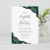 Invitation Chic Emerald Green Agate Corners Mariage (Debout devant)