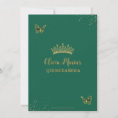 Invitation Chic Emerald Green Butterflies Floral Quinceañera (Dos)