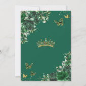 Invitation Chic Emerald Green Butterflies Floral Quinceañera (Dos)