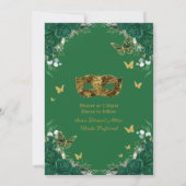 Invitation Chic Emerald Green Floral Gold Sweet 16 Masquerade (Dos)