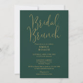 Invitation Chic Emerald Green Gold Script Bridal Bunch Douche (Devant)