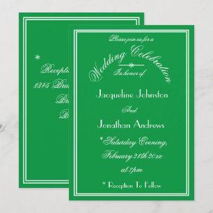 Invitation Chic Emerald Green Names Date Mariage élégant