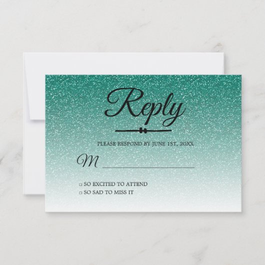 Invitation Chic Emerald Green Ombre Sweet 16 RSVP (Devant)