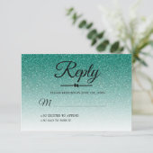 Invitation Chic Emerald Green Ombre Sweet 16 RSVP (Debout devant)