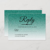 Invitation Chic Emerald Green Ombre Sweet 16 RSVP (Devant / Derrière)