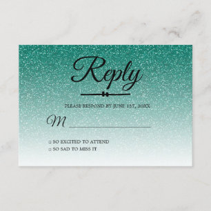 Invitation Chic Emerald Green Ombre Sweet 16 RSVP