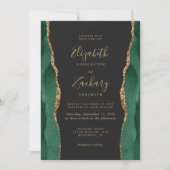 Invitation Chic Emerald Green Or Agate Arc foncé Mariage (Devant)