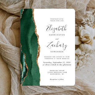Invitation Chic Emerald Green Or Agate Mariage arrondi