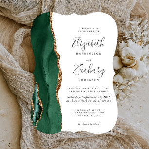 Invitation Chic Emerald Green Or Agate Mariage de crochet fon