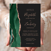 Invitation Chic Emerald Green Rose or Agate Dark Mariage