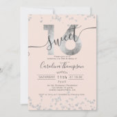 Invitation Chic en feuille d'argent confetti blush Sweet 16 p (Devant)