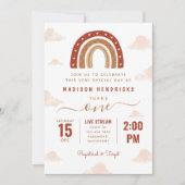 Invitation Chic en terre cuite Boho Rainbow Nuages Anniversai (Devant)