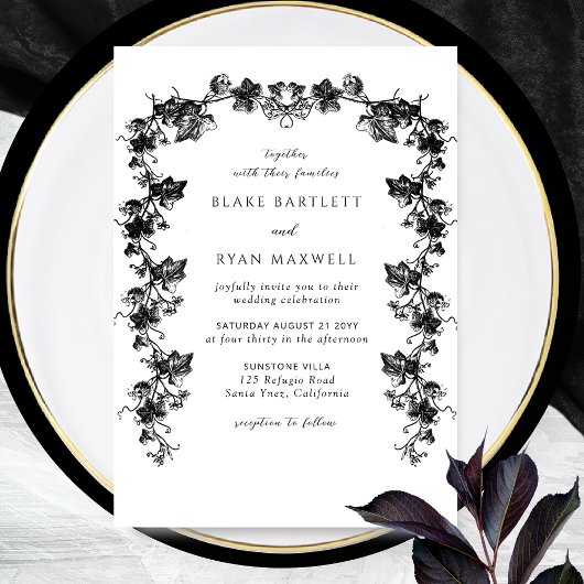 Invitation Chic Enchanteur Mariage de Garlands botaniques noi