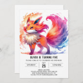 Invitation Chic Enfants Fox Anniversaire (Devant / Derrière)