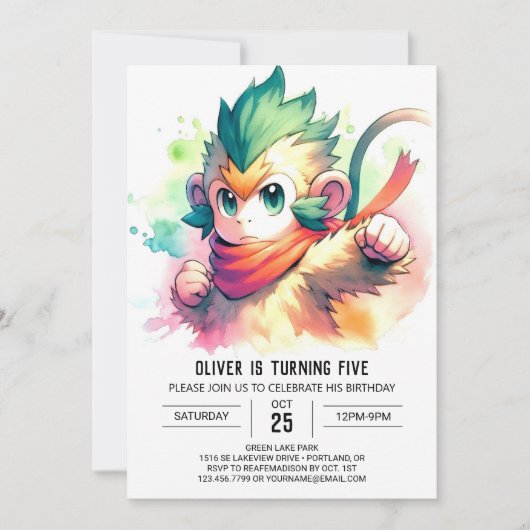 Invitation Chic Enfants Singe Anniversaire (Devant)