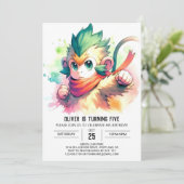 Invitation Chic Enfants Singe Anniversaire (Debout devant)
