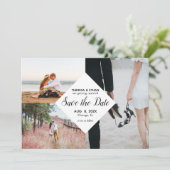 Invitation Chic Enregistrer la date Photo Collage Mariage (Debout devant)