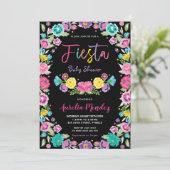 Invitation Chic espagnol mexicain Floral Fiesta Baby shower (Debout devant)