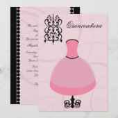 Invitation chic et branchée de Quinceañera (Devant / Derrière)