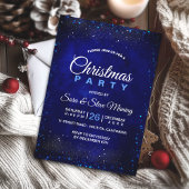 Invitation Chic et élégant bleu faux parties scintillant Noël