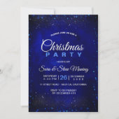 Invitation Chic et élégant bleu faux parties scintillant Noël (Devant)