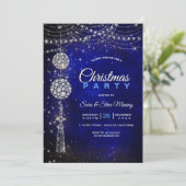 Invitation Chic et élégant bleu roi ornements Noël (Debout devant)