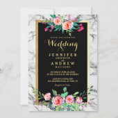 Invitation Chic et élégante au mariage du marbre f (Devant)