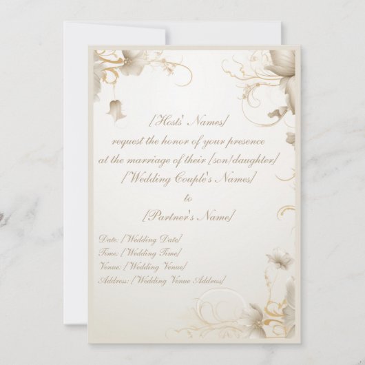 Invitation chic et élégante Fleur d'or pour le gal (Devant)