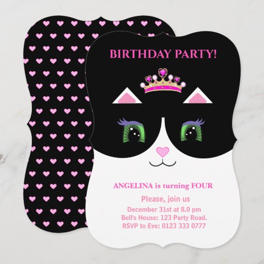 Invitation chic et mignonne pour un chat en smokin (Devant / Derrière)